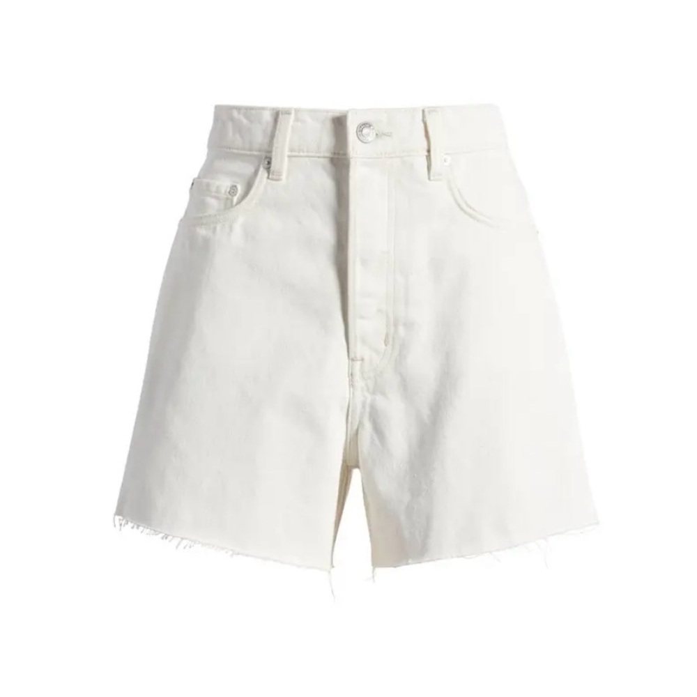 & other stories raw hem denim shorts